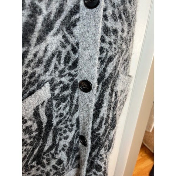 Rails OSLO Grey Mixed Animal Print Alpaca Wool Blend Cardigan Sweater Small - Picture 3 of 7